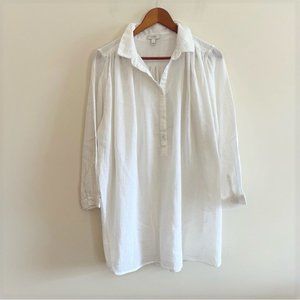J.Crew Oversized 100% Cotton Half Button Front Tunic Top Swim Cover Up Size L